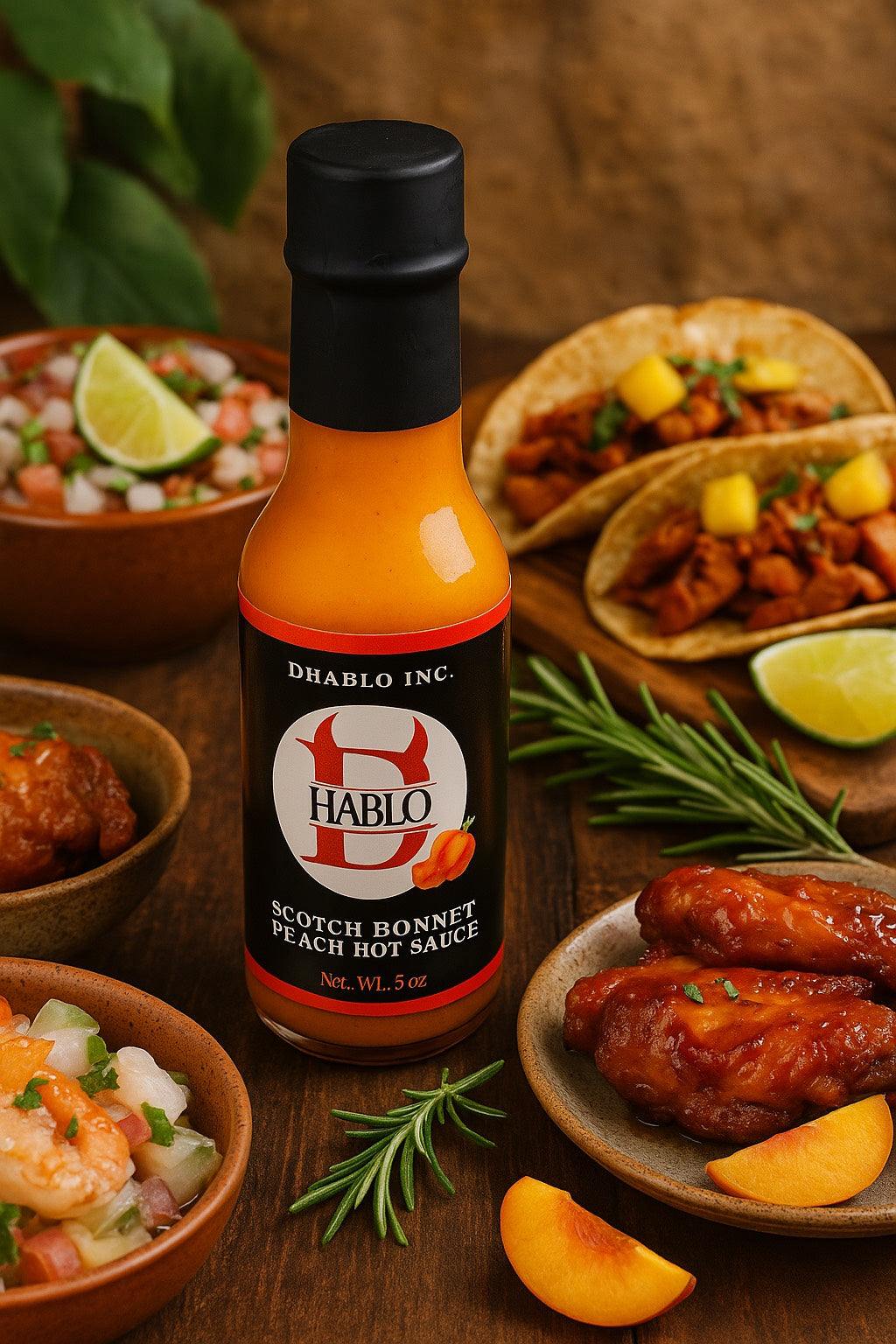 Scotch Bonnet, Peach & Rosemary